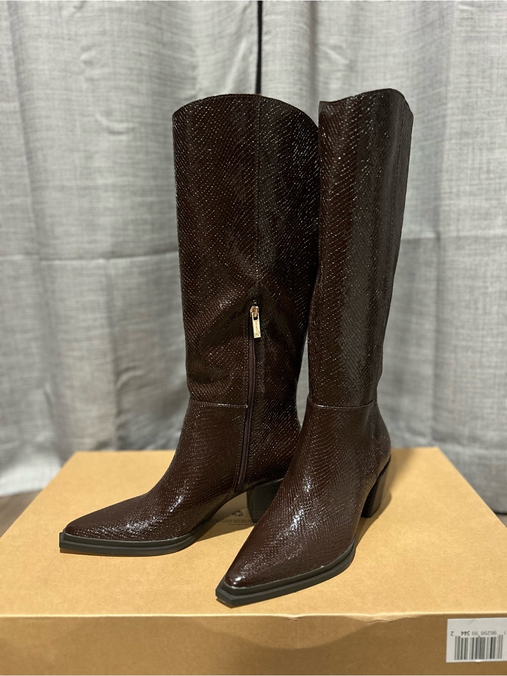 Jessica Simpson Dark Truffle Pointed-Toe Over-the-Knee Boots Glazed Snake LL